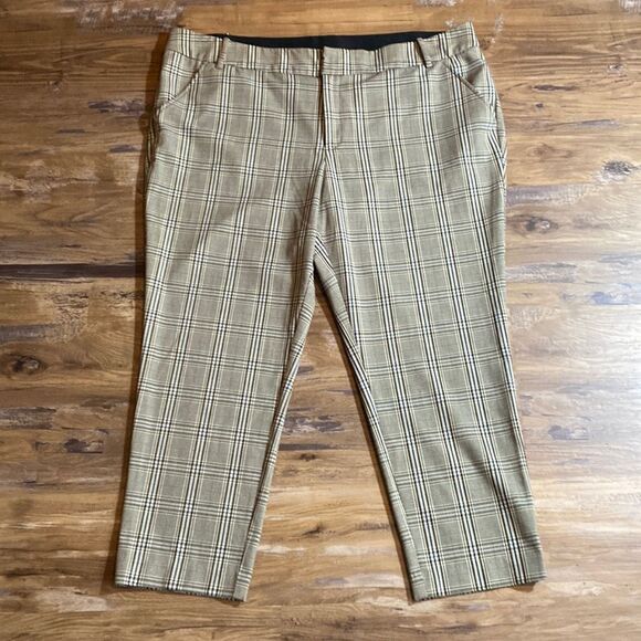 Ava & Viv Brown Checker Board Plaid Stretchy Pants Sz 22W - Picture 2 of 11